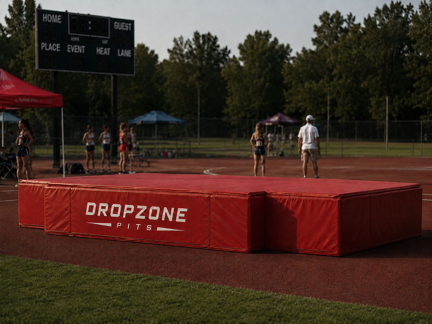 Dropzone Pits high jump pit at a track meet